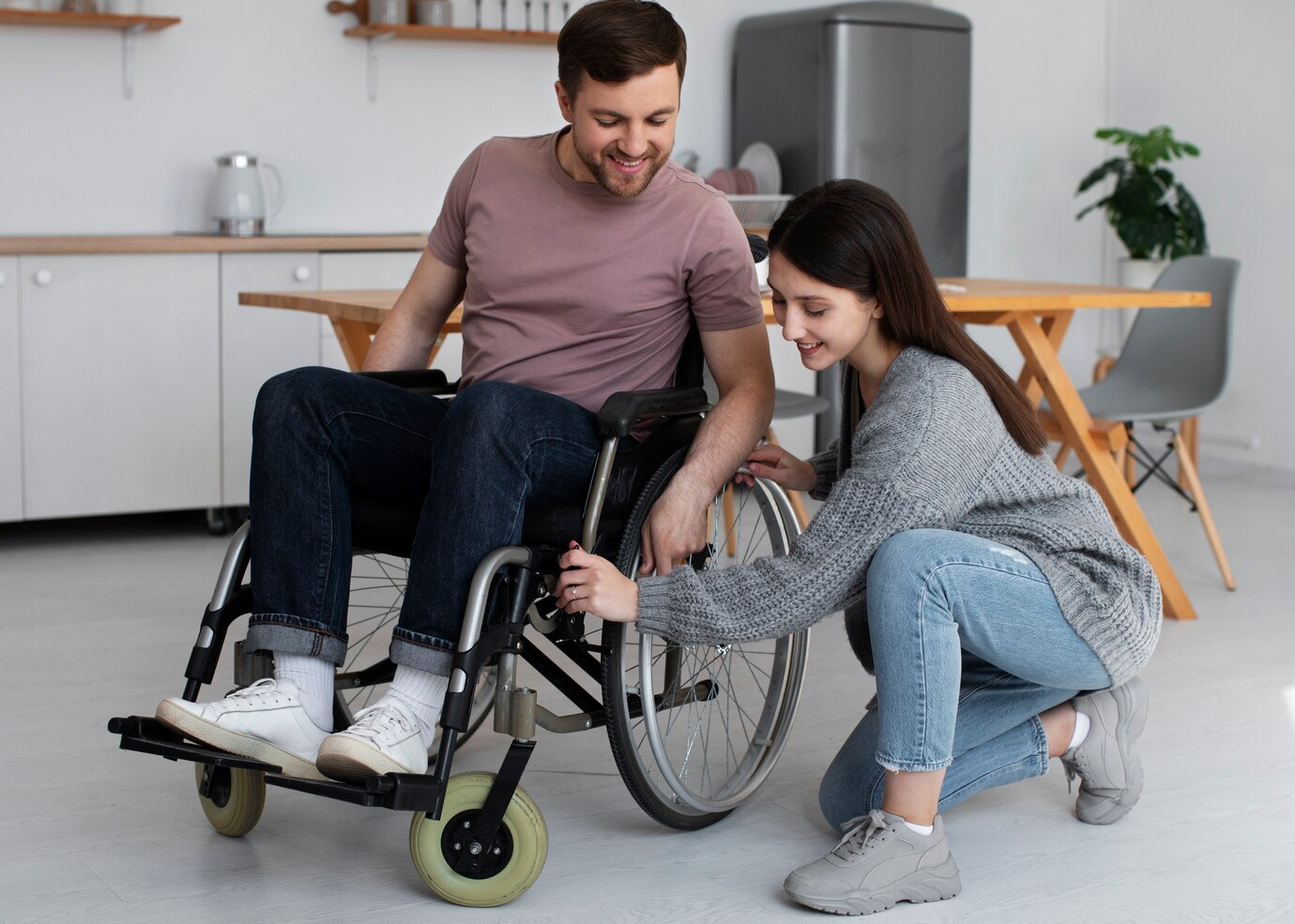 Caregiver assisting a person
